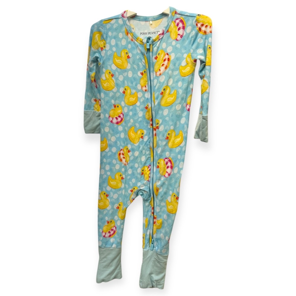 Posh Peanut Blue Rubber Ducks Zipper Pajamas